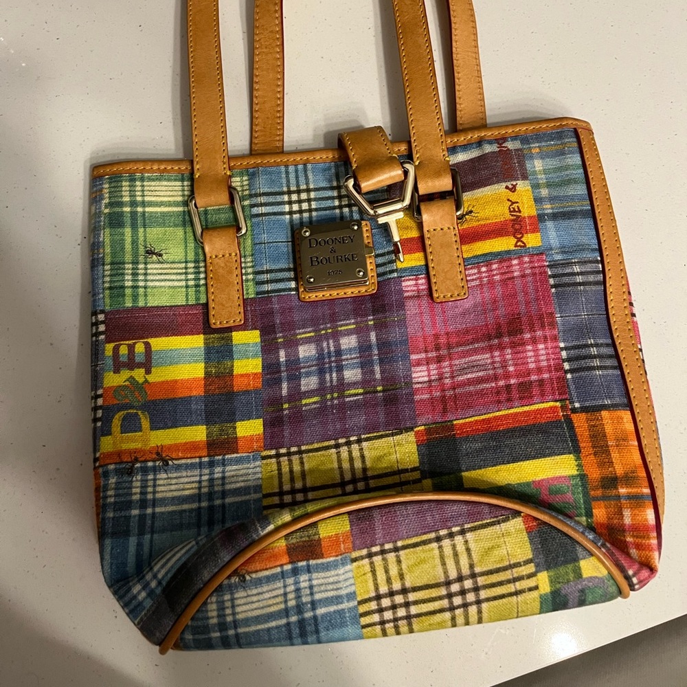 Small Dooney & Bourke Picnic Print Bucket Purse Tote Shoulder Bag